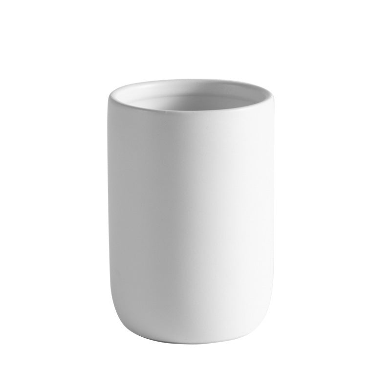 Matte Black Bathroom Accessories Set Plastic Soap Dispenser Toothbrush Holder Cup Soap Dish For Modern Bathroom Decor